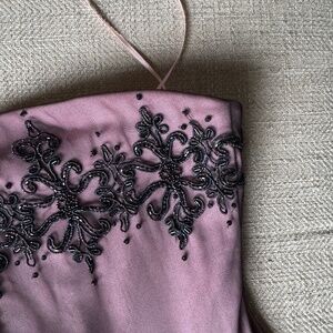 Scene Vintage Meche Beaded Strapless Dress | Size 7/8 Purple & Black